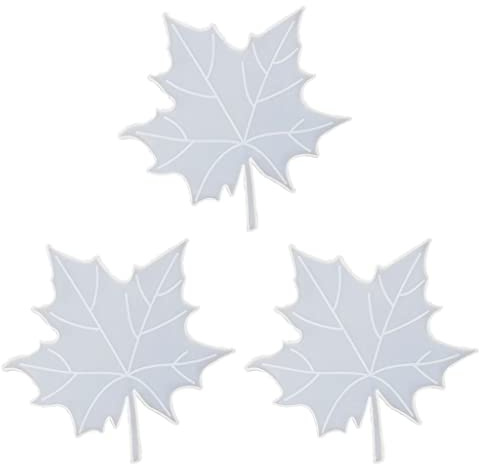 Greabuy Lot de 3 moules en silicone en forme de feuille d'automne pour Thanksgiving, tapis de tasse en résine époxy