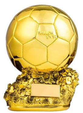 WEIQIAO Replica del Trofeo Pallone d'Oro in Resina - Personalizzabile, Ricompense Calcio Miglior Giocatore & Ricordo Sportivo (15CM)
