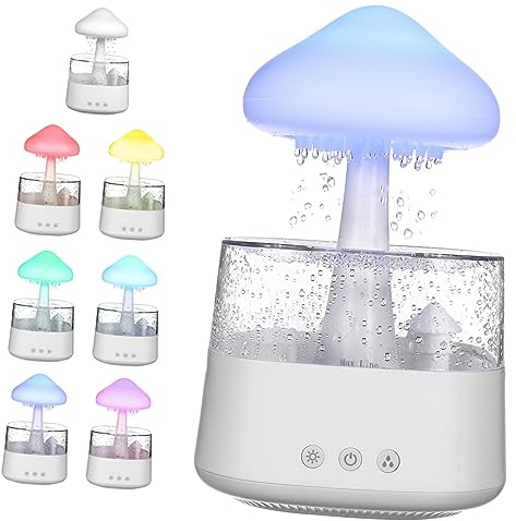 UKCOCO Umidificatore Aromaterapia con Luci Notturne LED e Timer Modalità Nebbia e Pioggia Diffusore Profumo USB per Camera da Letto