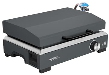Campingaz Sigma 1 CV Plancha à gaz avec couvercle, plaque de cuisson 2,8 kW, barbecue de table portable, surface en acier émaillé, brûleur avec technologie BlueFlame pour grillades méditerranéennes