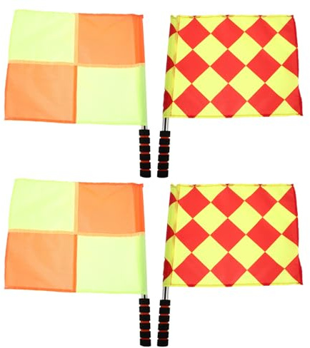 POPETPOP Banderas de Árbitro de Fútbol 4 Piezas con Mango Ergonómico Antideslizante, Banderas de Juez de Línea para Entrenamiento Deportivo y Partidos Oficiales, Colores de Alta