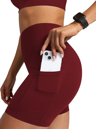 AENLLEY Womens Shorts High Waisted Cycling Shorts with Side Pockets Gym Running