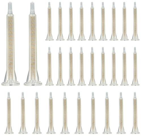 30 Pezzi Ugello per Colla Bicomponente F6-16, Oro, Miscelatore Statico 1:1 per Resina AB, Adatto per Lavori Professionali e Hobby su Metallo Legno Plastica PCB