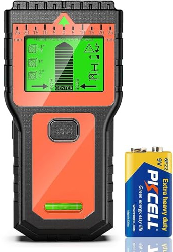 Rilevatore tubi e cavi elettrici con display LCD e segnale acustico – Scanner da parete multifunzione per legno, metallo e tubi (Arancione)