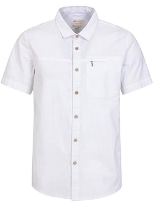 Mountain Warehouse Coconut Slub Texture Short-Sleeved Shirt - Lightweight Cotton Tee with Pocket, Casual Wear - Spring Summer, Holidays & Travelling