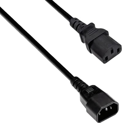 DINIC Kaltgerätekabel C13 Stecker auf C14 Buchse, Kaltgeräte-Verlängerung mit VDE (schwarz, 3,00m)