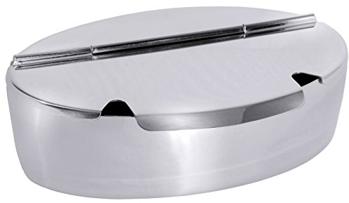 Sockerburk, oval, av rostfritt stål 18/10, gångjärn lock med två skedar, kraftig kvalitet/bredd: 20,5 cm | ERK
