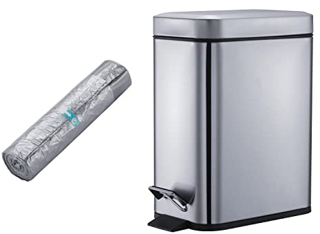 Smartbin 5 Litri Pattumiera Acciaio Inox Piccolo Rettangolare Acaio Inox Cestino per Rifiuti a Pedale per Rifiuti Pattumiera Secchio Interno Chiusura Silenziosa