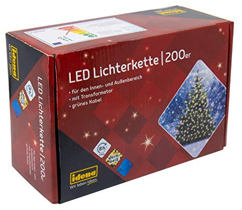 5 St. LED Lichterkette mit 200 LED in warm wei?, mit 8 Stunden Timer Funktion, Innen und Au?enbereich, Weihnachten, Deko, ca. 27,9 m (200er Led | 5 St?ck)
