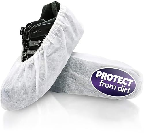 100 Pack Disposable Shoe Covers Sneaker Boot Covers White Shoe Protectors Non Slip Durable Shoe Booties Cover One Size(White)