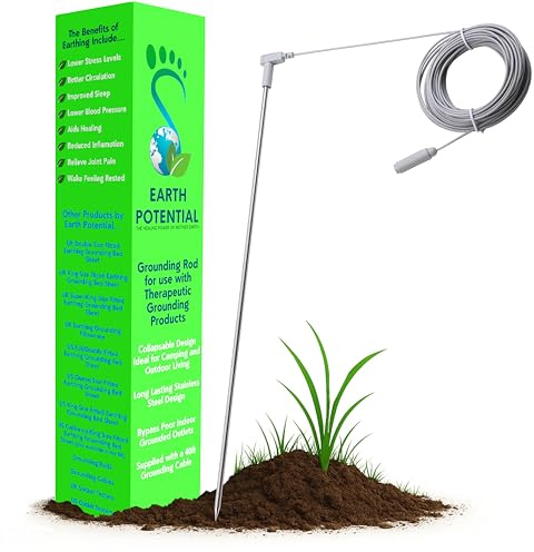 Asta di messa a terra, lunga 50,8 cm con cavo da 12,2 m per tutti i prodotti collegati a terra come fogli di messa a terra e tappetini, fasce da polso e federe di messa a terra