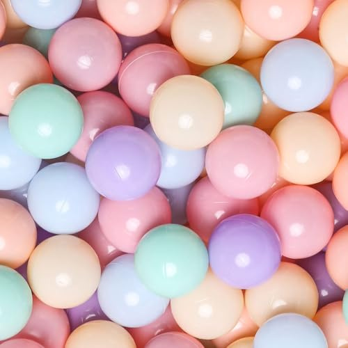 GOGOSO Colorful Ball Pit Balls - Pink Soft Plastic Balls Phthalate Free BPA Free Play Balls for Ball Pool Birhtday Party Girls Kids with Storage Bag, 6Colors,100pcs