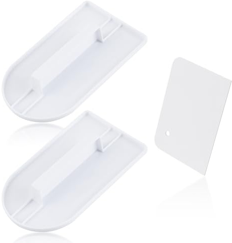 MEMOFYND 2 planchas para tartas con 1 raspador de crema de mantequilla, plancha estable de plástico para tartas de azúcar, herramienta de alisado con bordes planos, herramienta de pulido para hornear