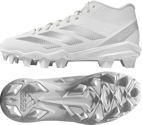 Adidas Unisex-Kid's Adizero Impact.2 Molded American Football, White/Silver Metallic/White, 3.5