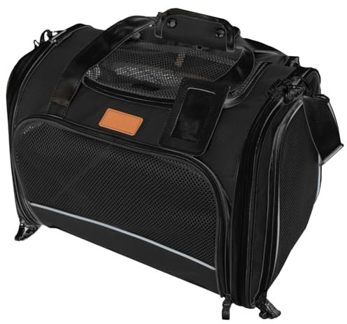 Transportbox Katze Hund Katzentransportbox Hundetasche Kleine Hunde Katzen Transportboxen Hundetragetasche Tragetasche Hund Katzentasche Katzenbox Transportbox Carrier (Schwarz 51 x 36 x 33 cm)