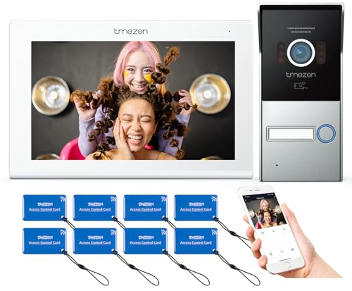 TMEZON WLAN Video Türsprechanlage 2-Draht,Gegensprechanlage System mit 1080P Türklingel,7 Zoll IP Touchscreen Monitor,APP/Swipe Card Unlock,Snapshot/Aufnahme,2-Wege-Audio,Bewegungsmeldung