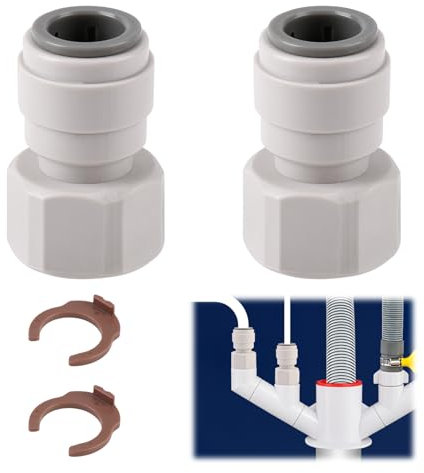 2PCS Female 1/2 BSP to 12mm Push Fit Water Adaptors Water Pipe Plumbing Fittings Push Pipe Connector Water Adapter Filter Garden Irrigation Car Washing RV Plumbing Push Fit Plumbing Fittings White