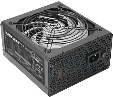 Tacens RADIX VII AG 700S, Fuente Alimentación PC ATX 700W, 10 Años Seguridad, 80Plus Silver, 87% Eficiencia, Tecnologías SMD y DC-DC, Ventilador AI-RPM 14cm FDB, Condensadores Japoneses TK 105º, Negro