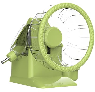 Ruota 4 in 1 per Criceto, Casa per Criceto con Ruota per Corsa, Ciotola per Cibo, Bottiglia d'Acqua e Nascondiglio, Giocattoli per Esercizio e Corsa per Piccoli Animali (Verde, 16cm)