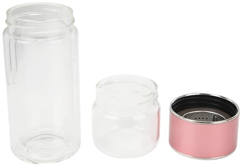 Riuulity Botella de Agua de Vidrio de Doble Pared, Botella de Vidrio de Separación de té Portátil con Infusor para el Oficina en Casa, Liviano de Bebidas de Vidrio de Borosilicato