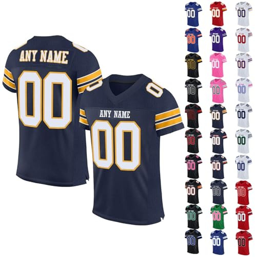 Maillot Personnalisé de Football Américain, pour Enfants, Adultes, Garçons, Filles, Hommes et Femmes, T-Shirt Personnalisé avec Nom, Numéro et Logo