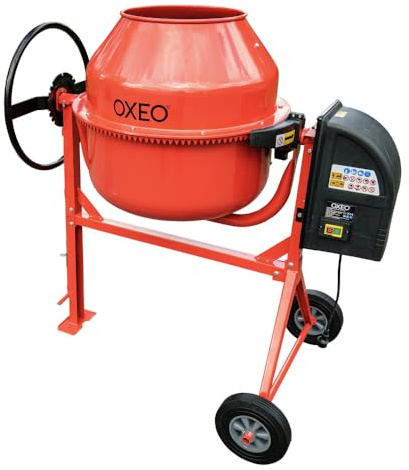 Bétonnière 160L - 650W - 29,5 tr/min - Couronne Dentée en fonte - Grand volant blocage au pied - Pour béton, mortier, ciment