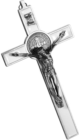 ANDRESLAD Traditional Catholic Cross Classic Jesus Crucifix Wall Hanging Metal Wall Cross for Home Decoration Office Decor Living Room Crucifix Christian Art