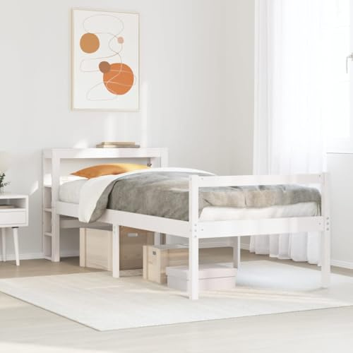 Genérico Cama Personas Mayores cabecero Madera Maciza Blanco 90x200 cm, Camas y somieres Blanco,3305860