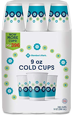Members Mark Paper Cold Cups, 9 Ounce, White, 396 Count (Pack of 36)
