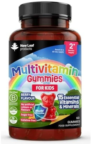 Multivitamins for Children Kids Sugar Free Multivitamin Gummies Two Months + Zinc 15 Essential Vitamins A, B3, B5, B6, B7, B9, B12, C, D3, E with Minerals, Gluten-Free Vegan Halal Multivits for Kids