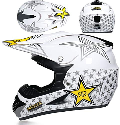 Amacigana® Casco de moto de motocross Downhill Fullface – Casco de cross para hombre, casco integral, carcasa exterior aerodinámica ABS, carcasa interior EPS (blanco, XL)