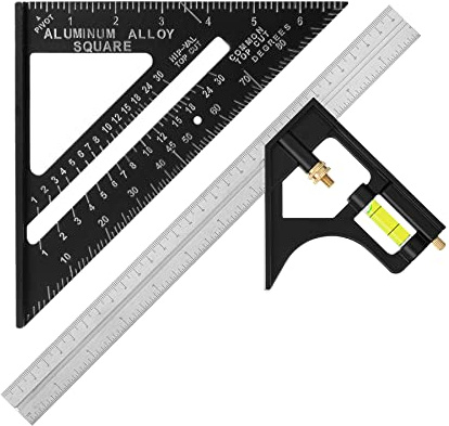 Mr. Pen- Rafter Square and Combination Square Tool Set, Black, 7 Square, 12 Aluminum Carpenter Square, Framing Square, Square Tool, Woodworking Square, Combo Square, 7 Inch