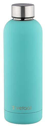 Edelstahl-Isolierflasche Skadi 500 ml (Türkis) | vetaal | Kohlensäure geeignet & Auslaufsicher | Hält 12Std. Heiß & 24 Std. Kalt | BPA frei | Trinkflasche | BPA frei