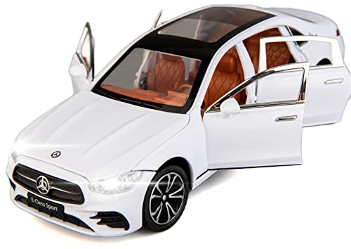 TGRCM-CZ 1/24 Benz E300 Modellauto, Zinklegierung, Rückziehspielzeug, Druckguss-Spielzeugautos mit Sound und Licht, für Kinder, Jungen, Mädchen, Geschenk (weiß)