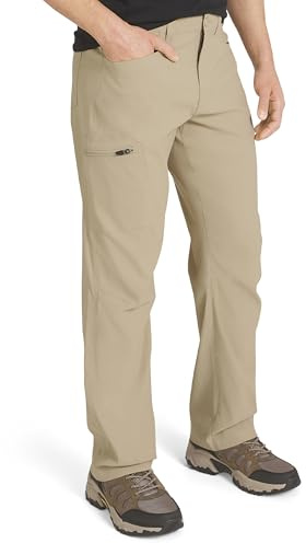 Eddie Bauer Men's Athletic Fit Fixed Waist Active Performance Rainier Pants, Light Khaki, 38W x 32L