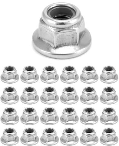 QWORK® 25 Pezzi M5 Dadi Esagonali di Bloccaggio con Flangia - Acciaio Inox 304 (5 mm)