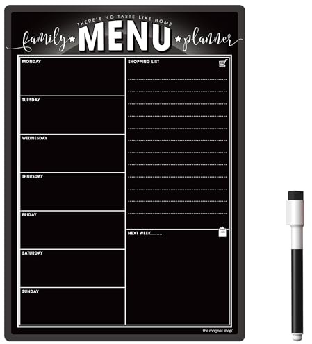 TMS Magnetic Meal Planner for Fridge | Made in the UK | Weekly Meal Prep Whiteboard, Calendar or Organiser for Work or Family Planning (Blackboard Family, A4 (30 x 21cm))