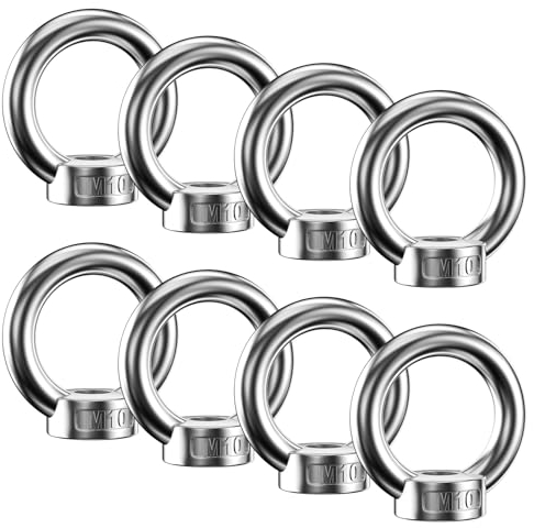 Lectorias 8 Piezas Tuerca de Anillo M10, Accesorios de Elevación, Argollas de Acero, Acero Inoxidable Hardware, Tuercas Anular, Ojales de Elevación para Varios Equipos de Elevación de Ingeniería