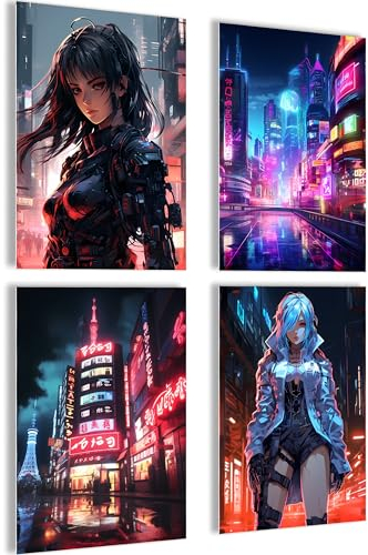 mojoliving Cyberpunk Poster Anime Set Anime Deko Bilder für Manga Wall für japanische Deko Zimmer Aesthetic Poster für Wand Collage