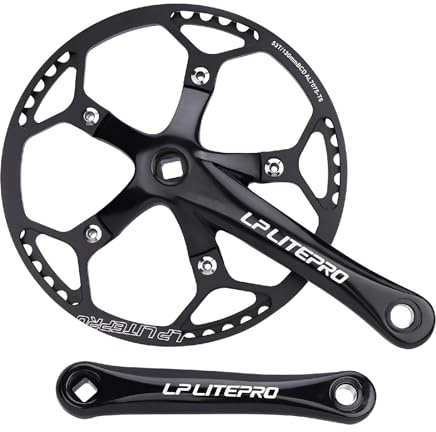 BESNIN Singlespeed Crankset, 170mm Square Taper Chainset, 130 BCD Single Chainring 53T 56T 58T for Fixie & Folding Bikes (53T)