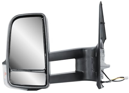 Espejo retrovisor izquierdo de brazo largo manual no calefactable plegable manual en negro mate con tapa para Mercedes Sprinter 907/910 2019-2024