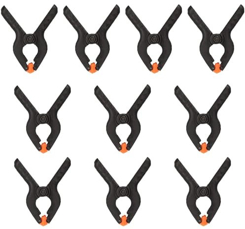 10Pcs Nylon Spring Clamps 2Inch Mini Clips, Plastic Spring Clamps Extra Strength for DIY Projects,Arts,Wood Working Crafts, Muslin Paper Photo Background (Black)