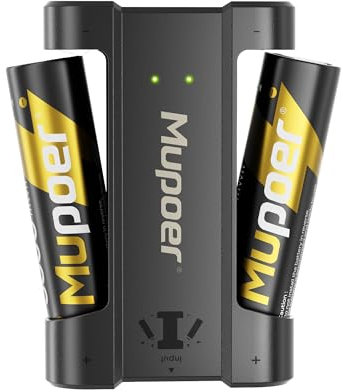 Rechargeable Battery AA with Charger,3600mWh Lithium Aa Battery 2 Count 1.5V,Double A Batteries High Capacity,Aa Lithium ion Batteries with Mini Charger,Lithium Batter for Blink Xbox