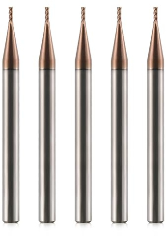 5 frese VHM 1 mm in metallo duro, rivestito AlTiN 55 HRC 4 taglio, foratura, fresatura, finitura, immersione, CNC, carburo di tungsteno