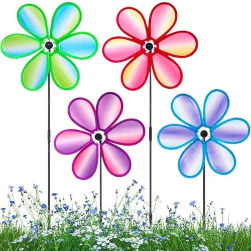 Chaies Mulino a per giardino, set da 4 ruote a colorate a forma di, per terrazze, prato, balcone e giardino