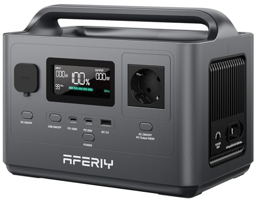 AFERIY Generatore Elettrico Portatile Da 400 W, Stazione Solare Da 400 W/256 Wh, Batteria Con CA 220-240 V, Porte USB, UPS, Per Tutte Le Vostre Esigenze Elettriche