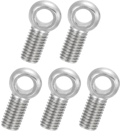 PATIKIL 5 Pz Bullone Ad Occhiello Oscillante Con Spalla M12x30mm, Acciaio Inox 304 Filettatura Metrica Completa Bullone Di Sollevamento Occhiello Scanalato Foro Fisheye Vite, Argento