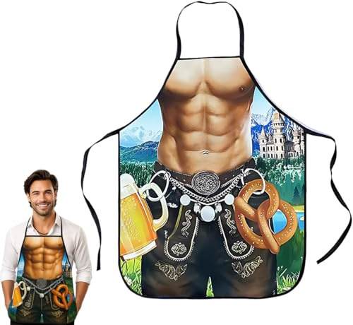 JUGUTA Delantal Barbacoa Hombre, Mandil Cocina Hombre, Delantal Cocina Hombre, Delantal De Cocina Hombre En Bañador Regalo Divertido Para Novio Marido,Regalos Graciosos