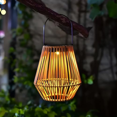 Binnan Lanterne da Esterno, Lanterna Solare per Esterni, IP55 Impermeabile, Lanterna in Rattan, Stile Bohémien, Lanterne Solari da Esterno, Lampada Solare per Balcone, Patio, Giardino, Decorazione