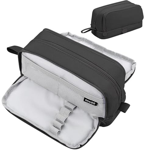 My Royale® - Estuche Escolar 4 Compartimentos, Estuche Gran Capacidad, Estuches para Colegio, Estuches Grandes, Material Escolar, Todos Tus útiles organizados, Pencil Case, Color Negro. (Negro)
